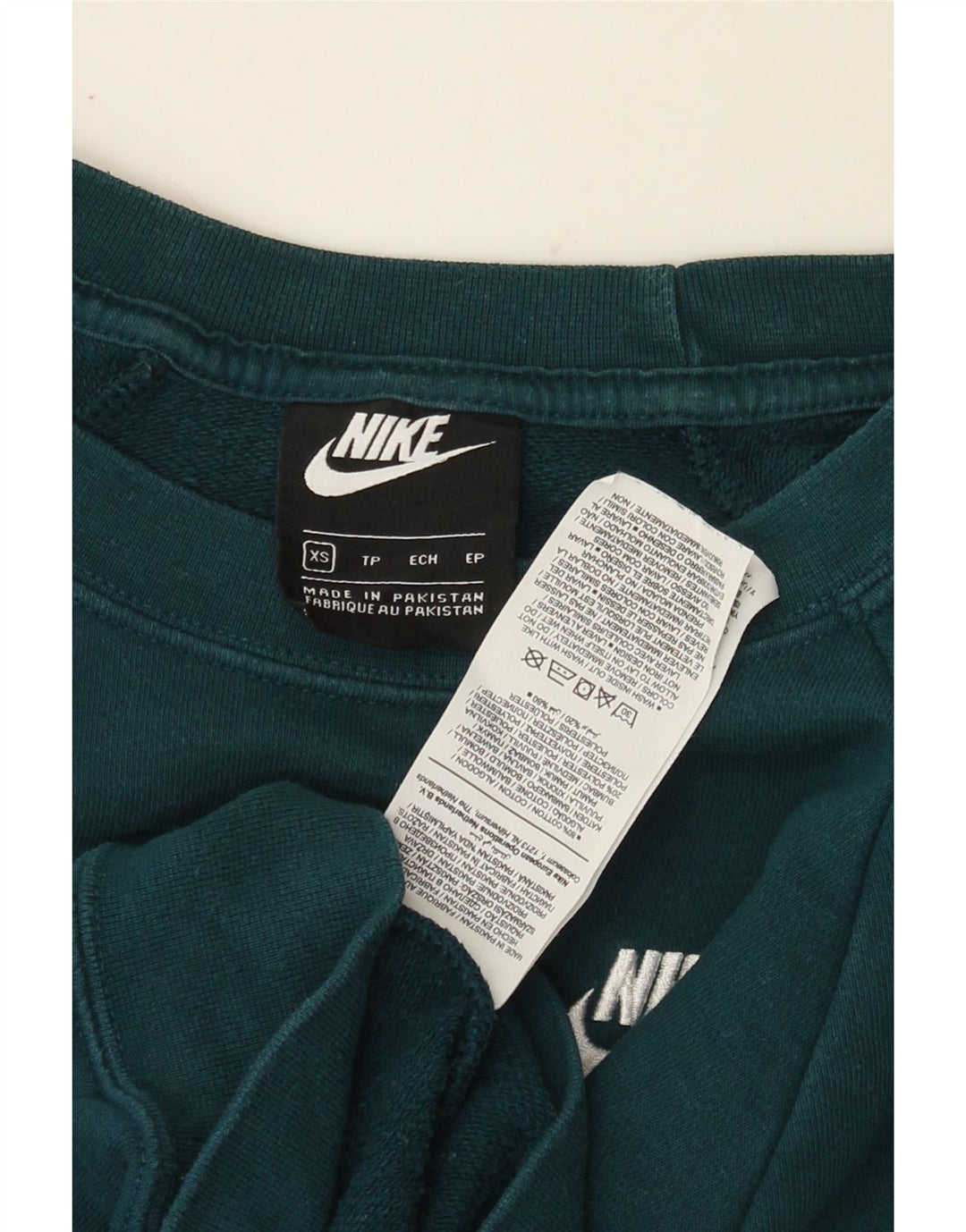 NIKE Womens Oversized Sweatshirt Jumper UK 6 XS Green Cotton Vintage Nike and Second-Hand Nike from Messina Hembry 