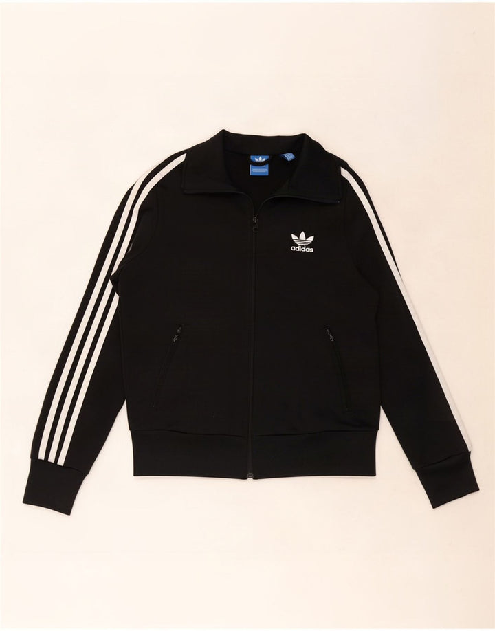 Adidas Womens Graphic Tracksuit Top Jacket UK 10 Pequeno Poliéster Preto