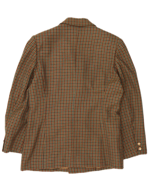 Jaqueta blazer feminina vintage com peito duplo Reino Unido 16 grande marrom houndstooth