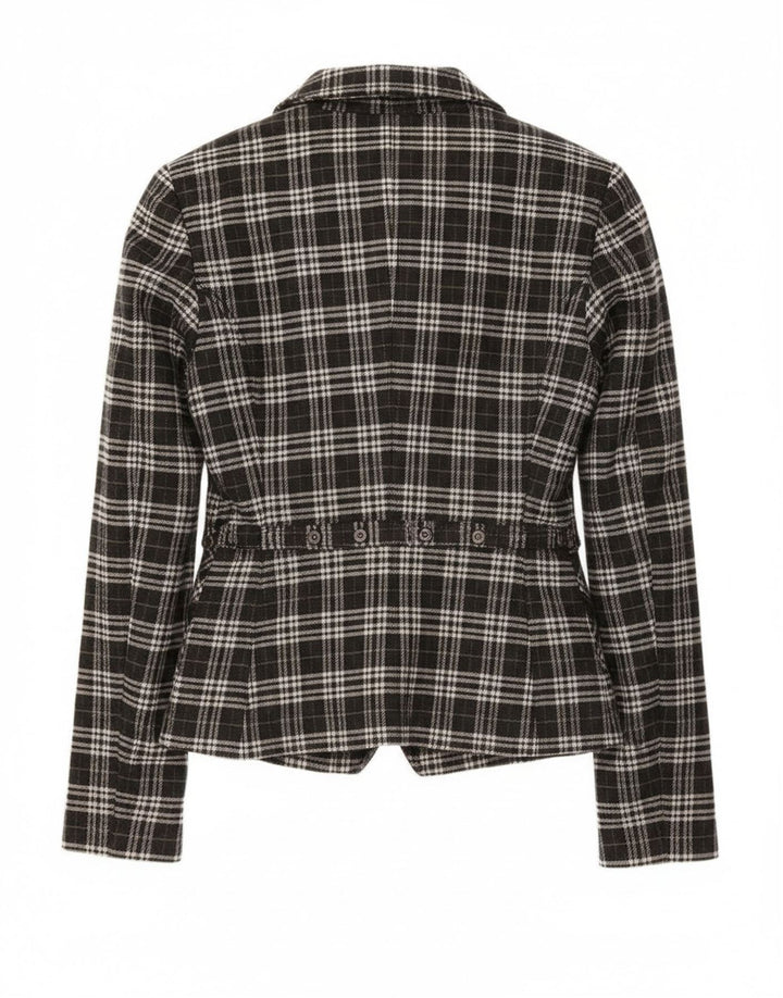 Jaqueta blazer feminina Roccobarocco com 2 botões IT 44 algodão xadrez preto médio