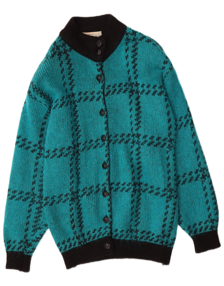 Suéter cardigã feminino St. Bernard Reino Unido 10/12 médio turquesa Houndstooth