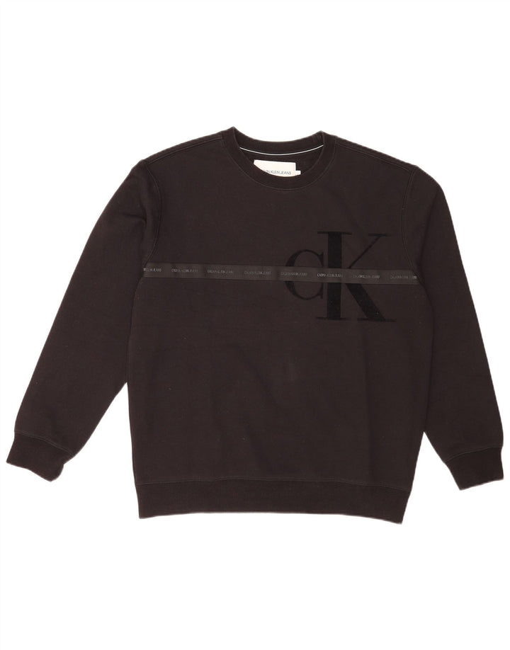 Calvin Klein Jeans Masculino Gráfico Regular Fit Suéter Grande Preto