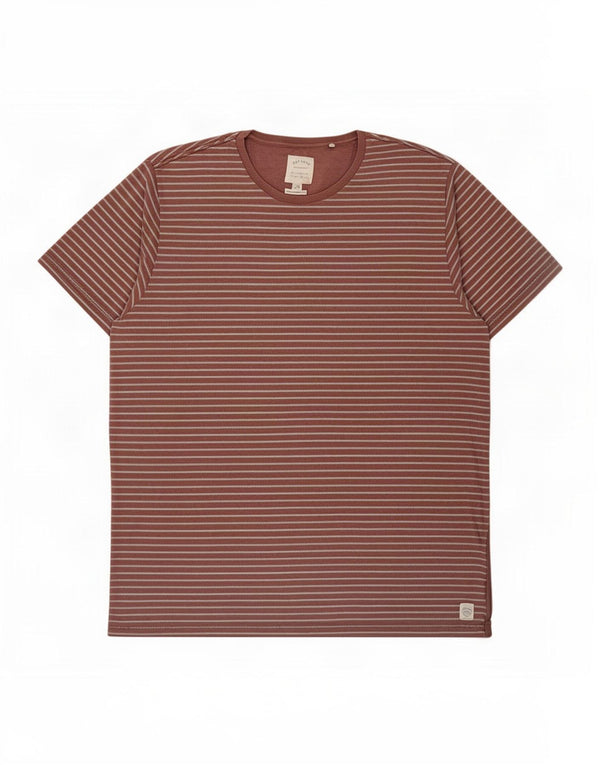 Camiseta masculina Fat Face Top 2XL algodão listrado marrom
