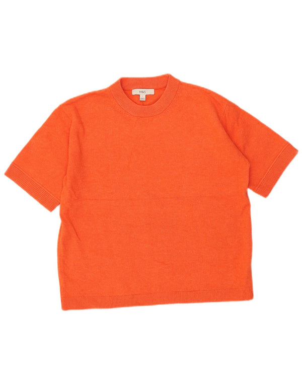 Camiseta feminina grande Marks & Spencer UK 10 pequena laranja poliéster