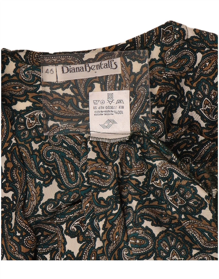 DIANA BENTALLS Camisa feminina Blusa IT 46 Grande Marrom Paisley Poliéster