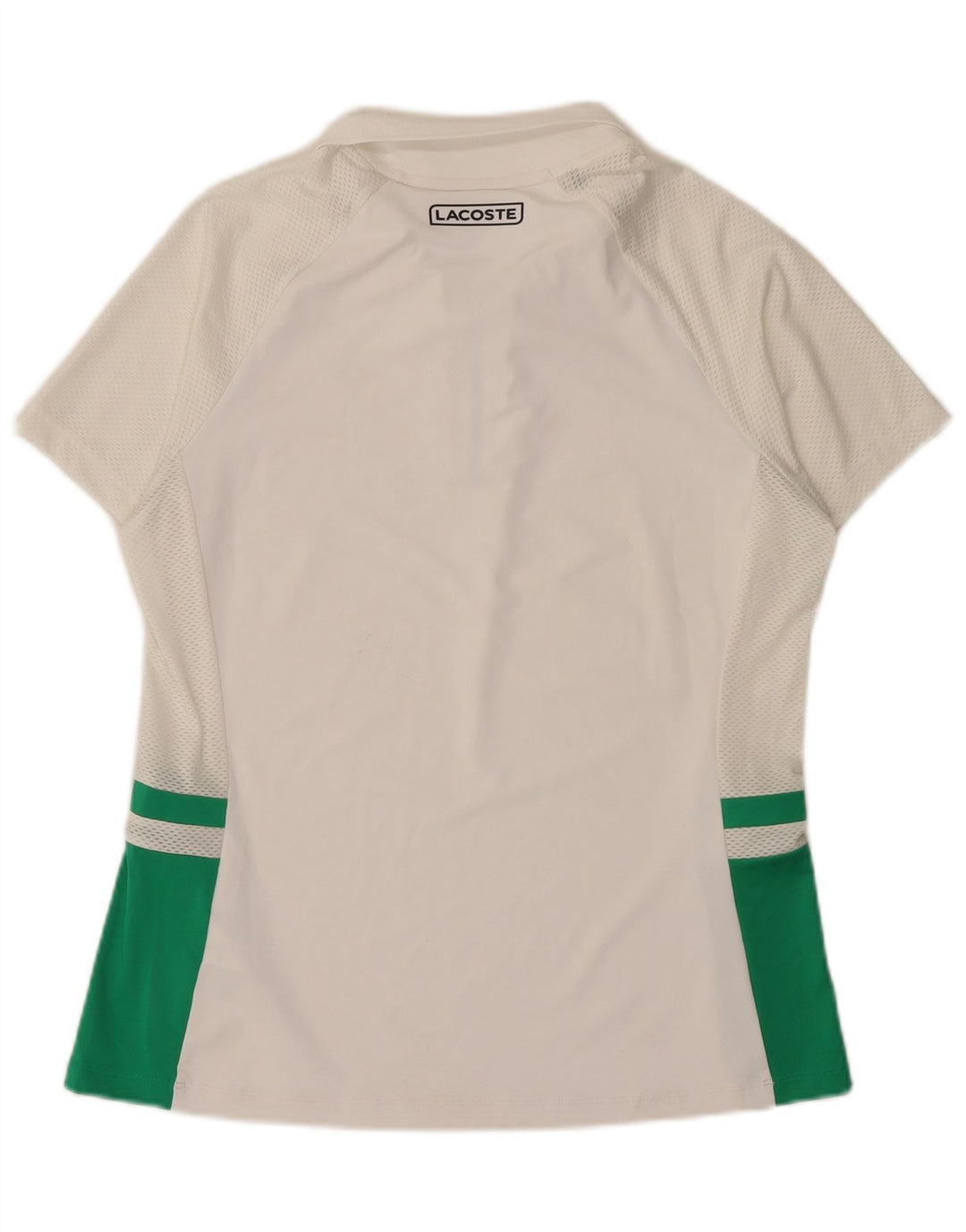 Camisa polo feminina Lacoste tamanho 42 grande poliéster colorblock branco
