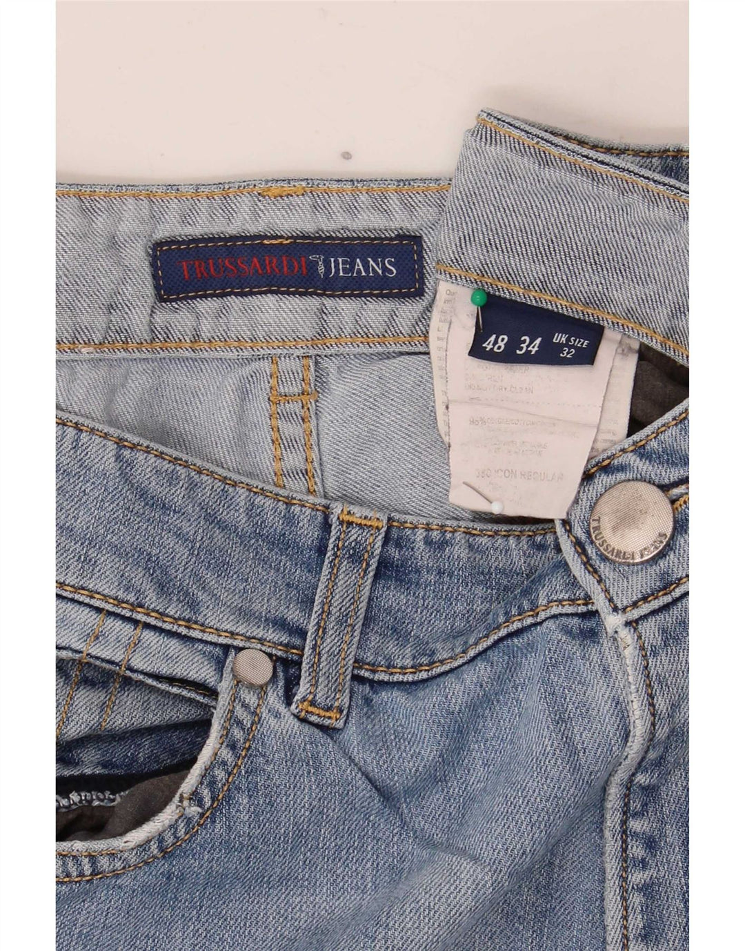 Jeans retos femininos Trussardi W32 L34 algodão azul