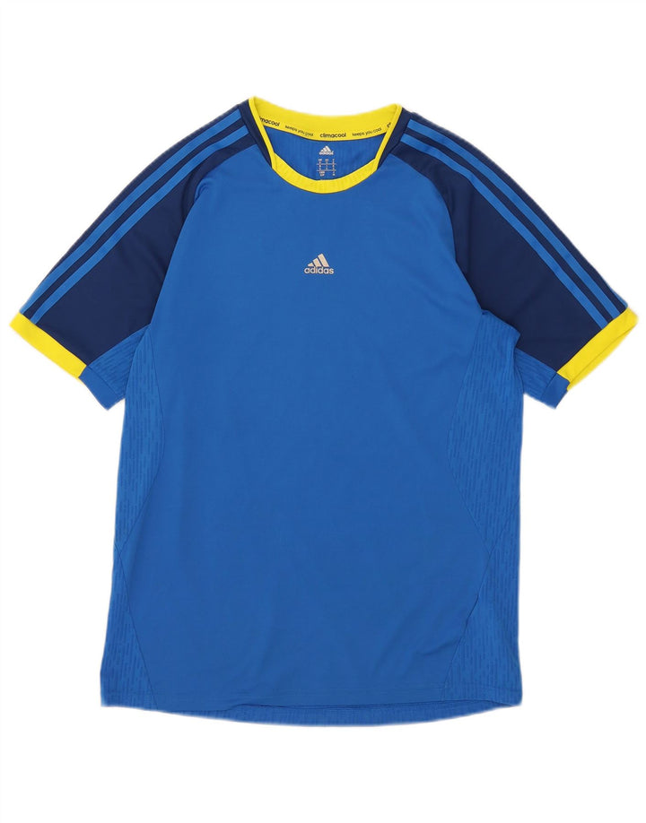 Adidas Masculino Climacool Camiseta Top Pequeno Azul Colorblock Poliéster