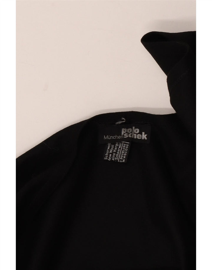 Poncho assimétrico feminino vintage, tamanho único, lã preta