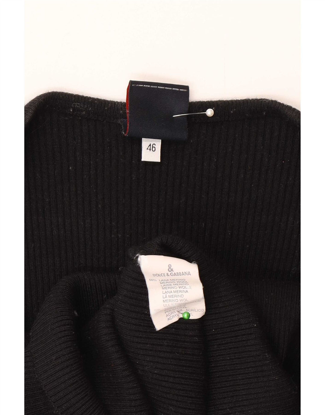Top feminino Dolce & Gabbana manga comprida IT 46 grande lã merino preta