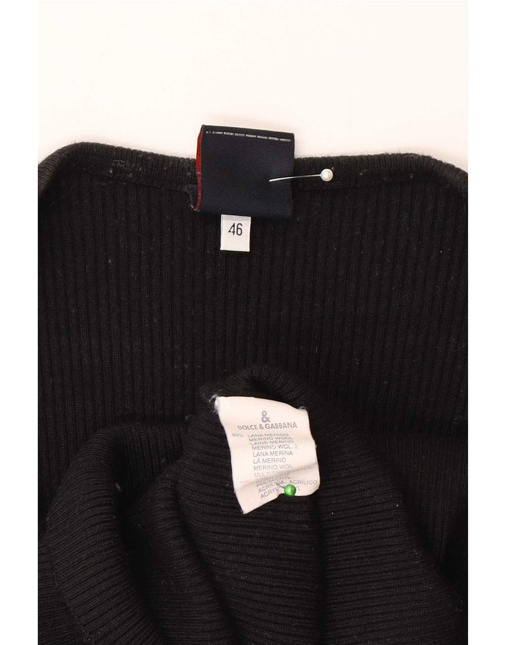 Top feminino Dolce & Gabbana manga comprida IT 46 grande lã merino preta