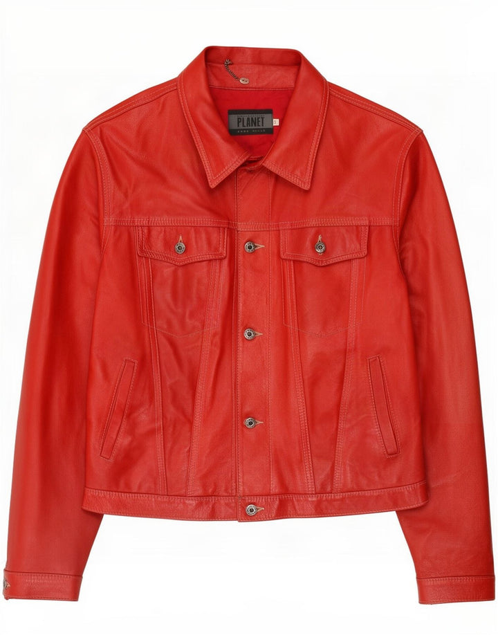 Jaqueta de couro masculina Planet IT 54 2XL vermelha