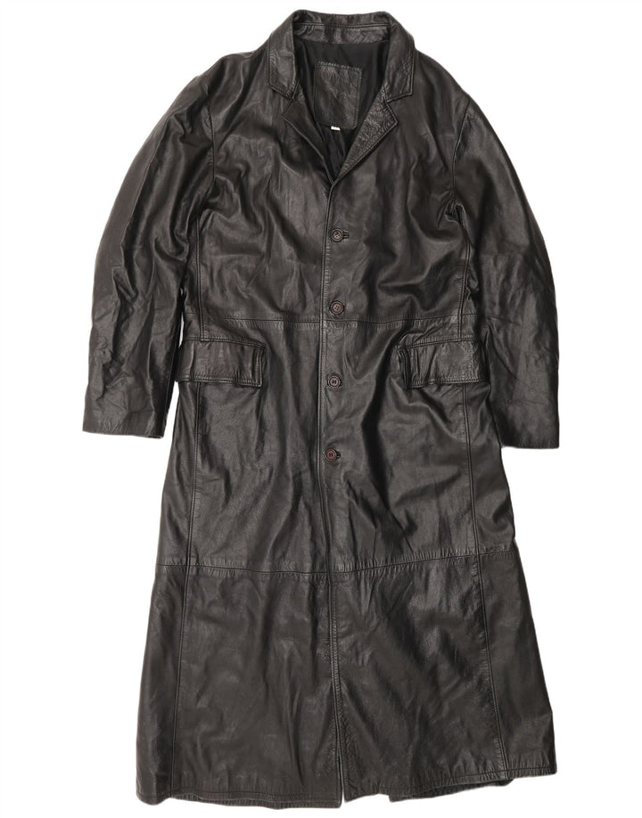 Casaco de couro feminino Wake UK 22 3XL couro preto