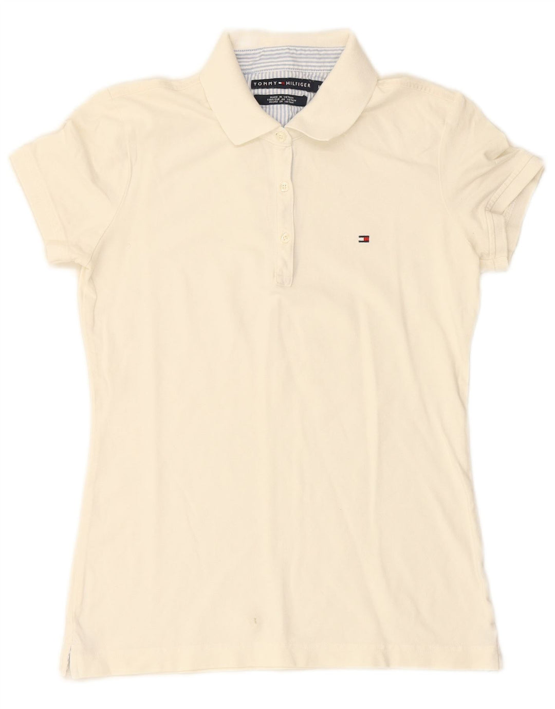 Camisa polo feminina TOMMY HILFIGER UK 14 médio branco