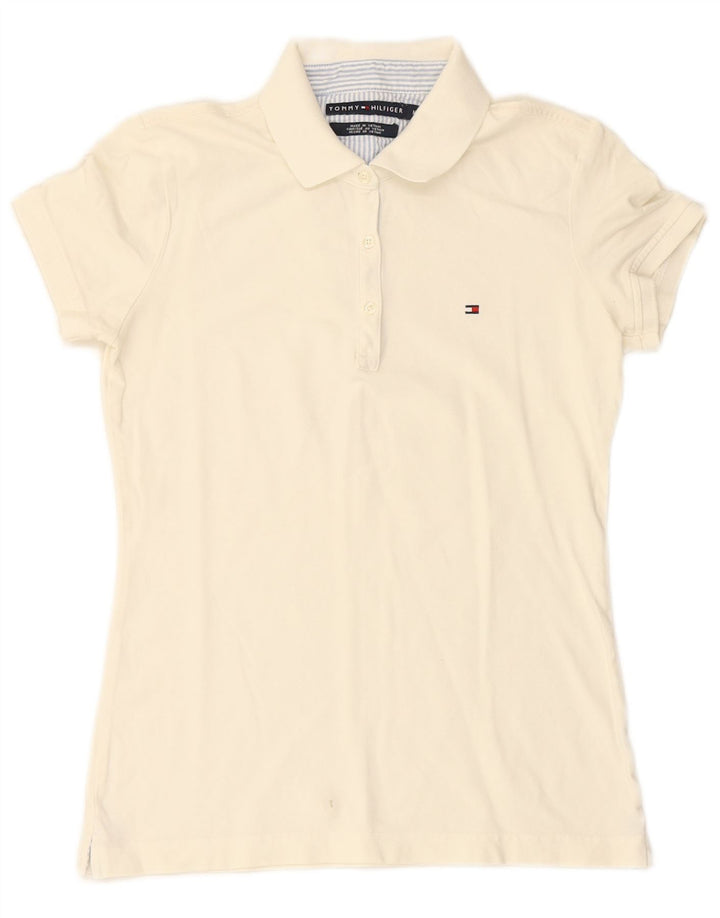 Camisa polo feminina TOMMY HILFIGER UK 14 médio branco