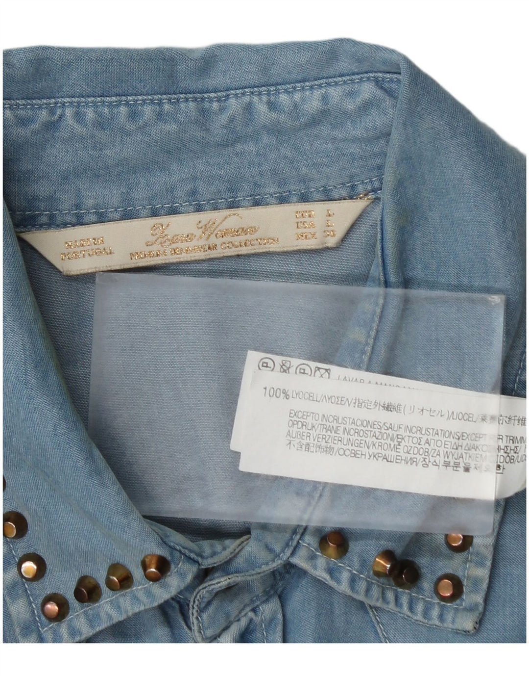 Camisa jeans feminina Zara Reino Unido 16 grande azul Lyocell