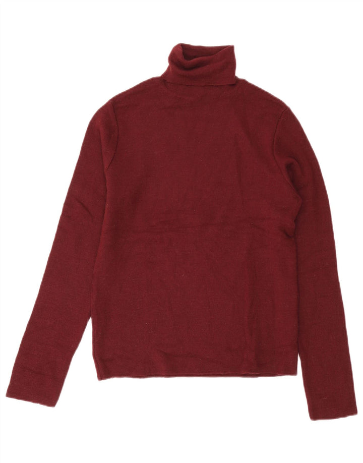 Zara Suéter feminino com gola redonda e gola redonda, Reino Unido 12, médio, lã borgonha