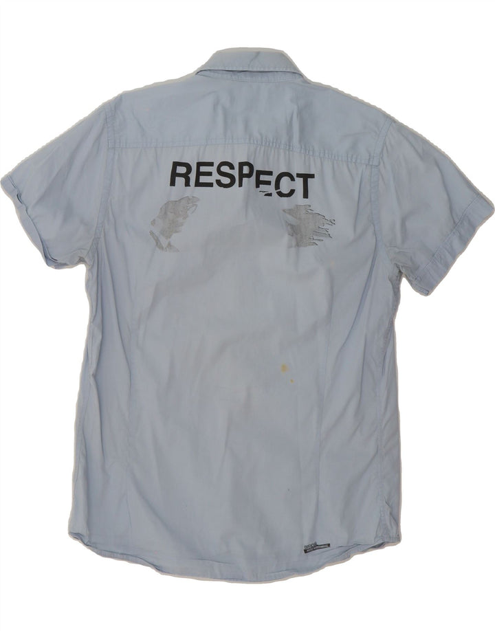 ICEBERG Mens Slim Short Sleeve Shirt Medium Blue Cotton Vintage Iceberg and Second-Hand Iceberg from Messina Hembry 