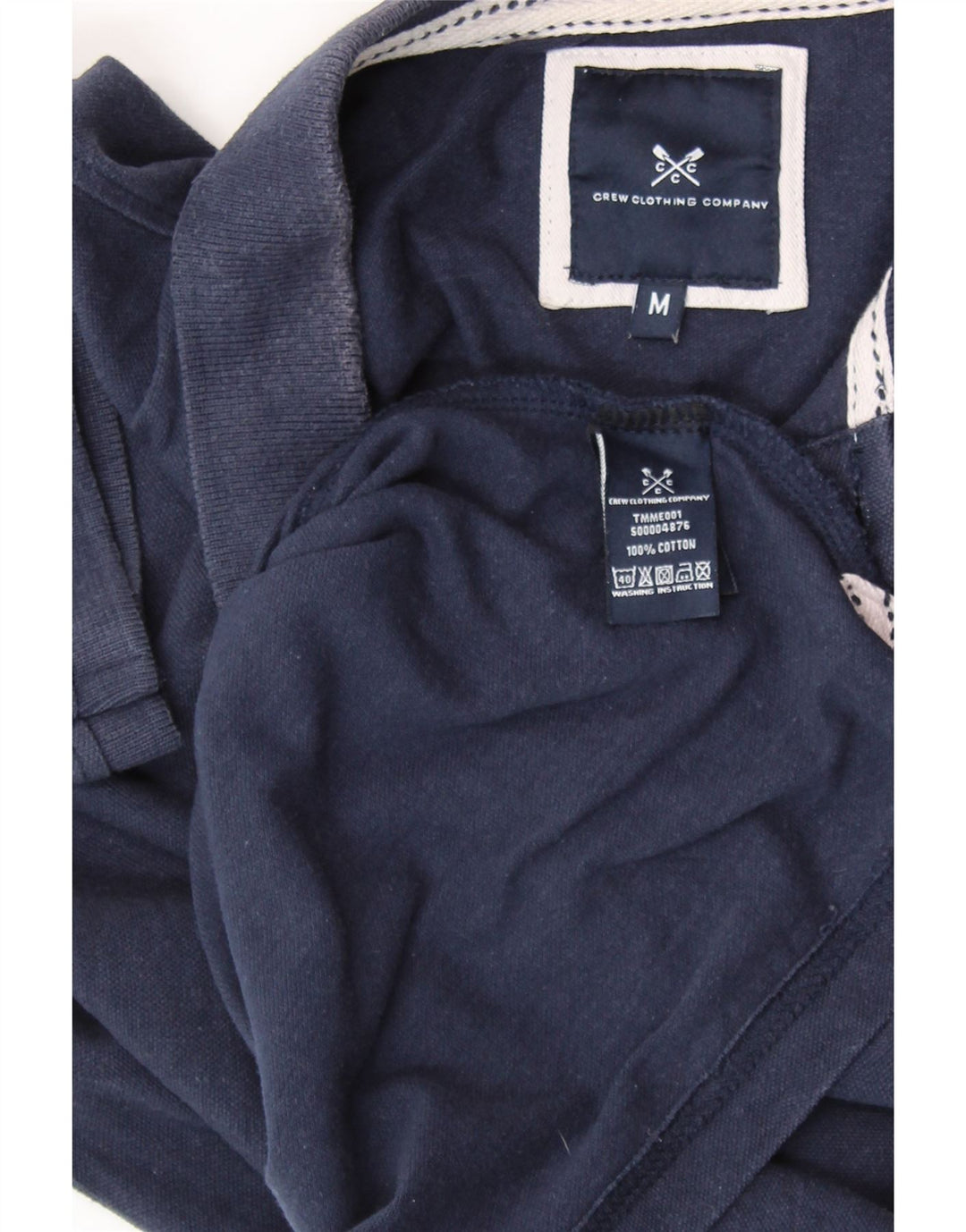 CREW CLOTHING Camisa polo masculina média azul marinho algodão