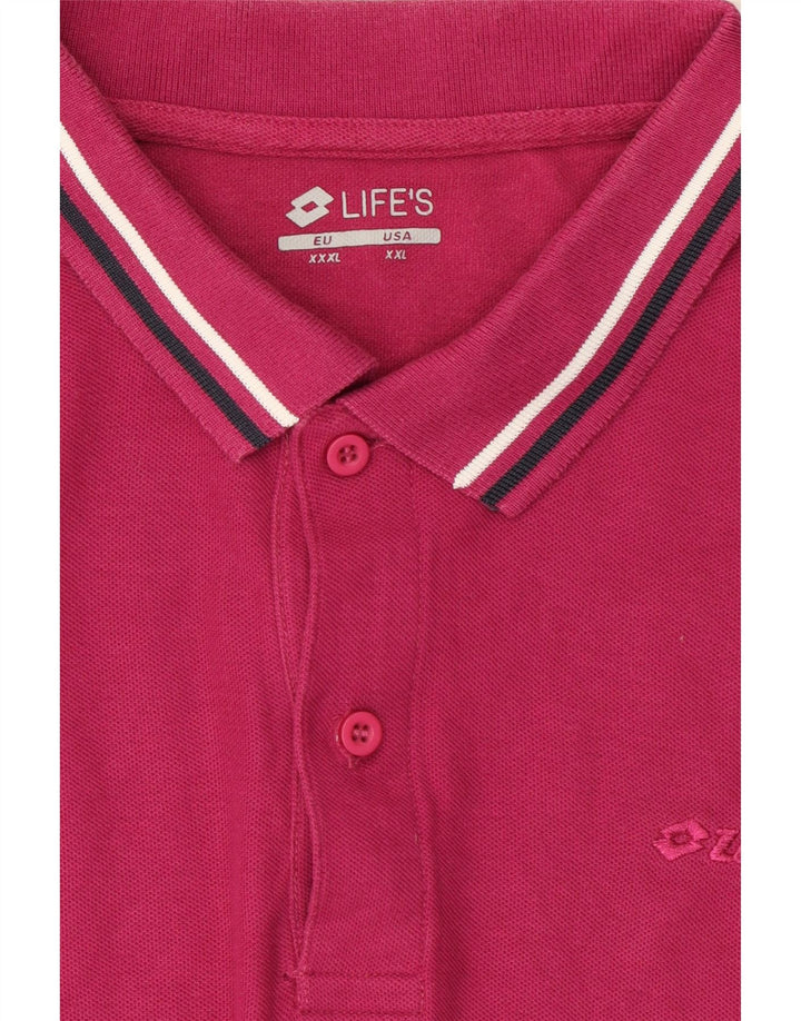 LOTTO Mens Polo Shirt 2XL Pink Cotton Vintage Lotto and Second-Hand Lotto from Messina Hembry 