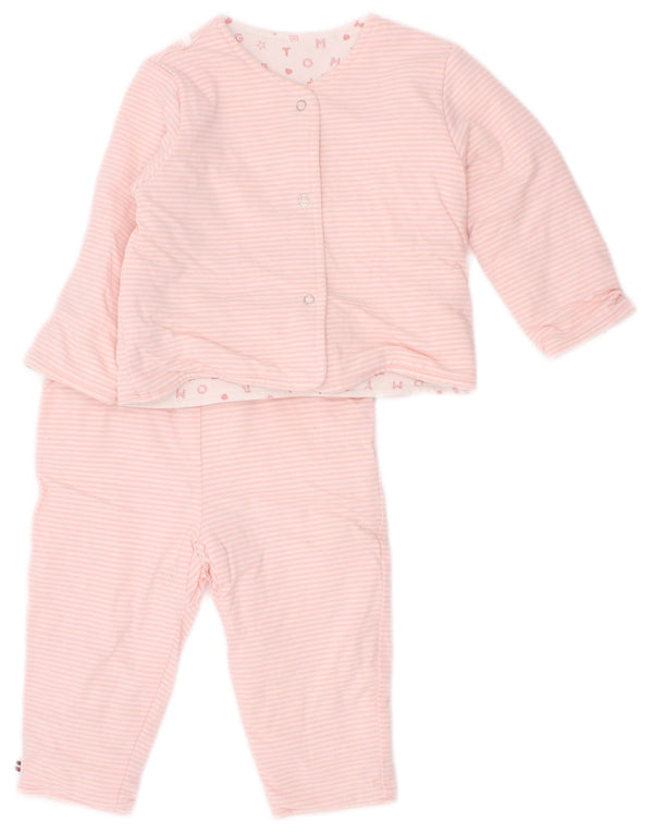 Tommy Hilfiger Fato de treino gráfico completo para meninas de 3 a 6 meses rosa