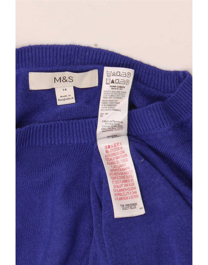 Suéter feminino Marks & Spencer com gola canoa Reino Unido 14 acrílico azul médio