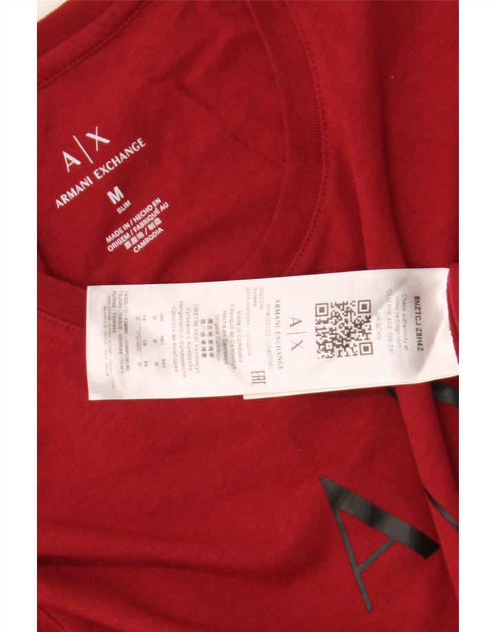Camiseta gráfica masculina Armani Exchange Top médio algodão vermelho