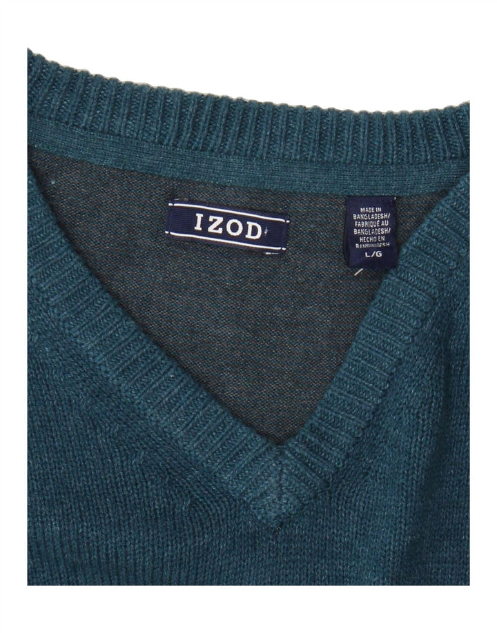 IZOD Mens V-Neck Jumper Sweater Large Blue Cotton Vintage Izod and Second-Hand Izod from Messina Hembry 