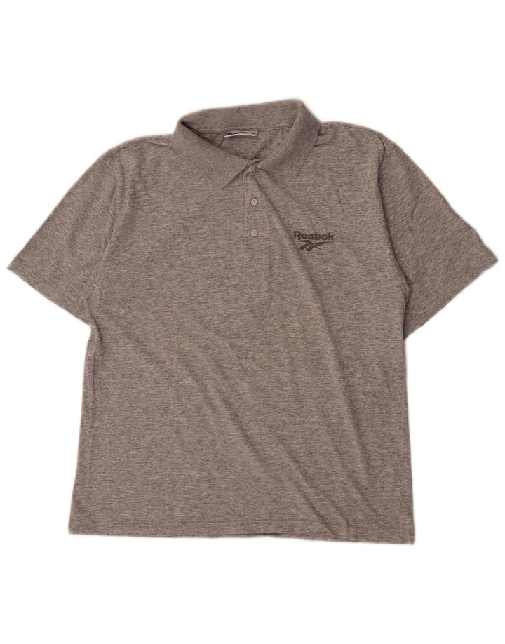 Camisa polo masculina Reebok pequena cinza manchada