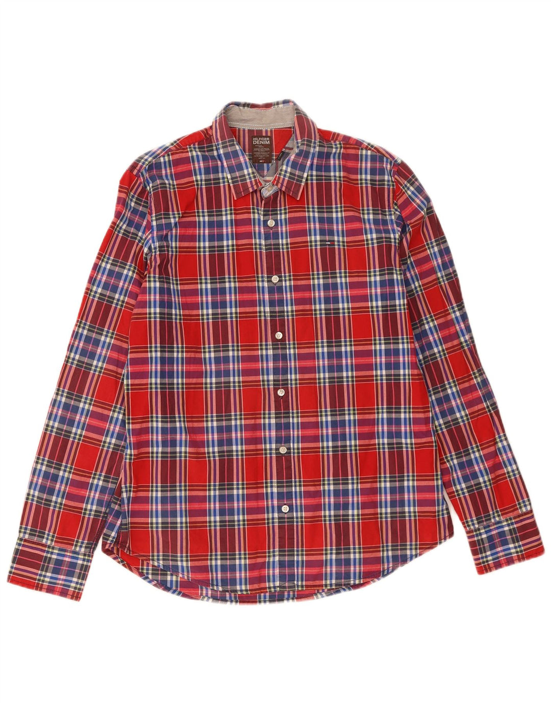 Camisa masculina Tommy Hilfiger XL de algodão xadrez vermelho