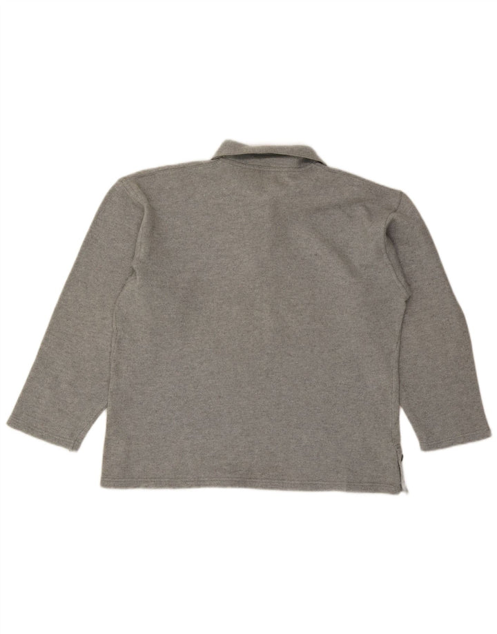 TRUSSARDI Suéter feminino oversized com gola polo IT 44 lã cinza médio