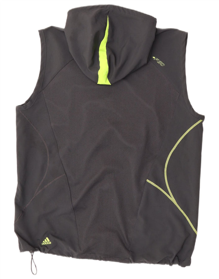 Adidas Mens F50 com capuz sem mangas pulôver treino top grande cinza