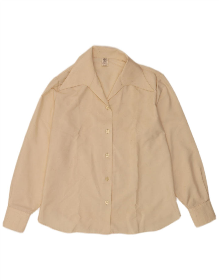 Camisa Blusa Feminina Vintage Reino Unido 12 Médio Off White Poliamida