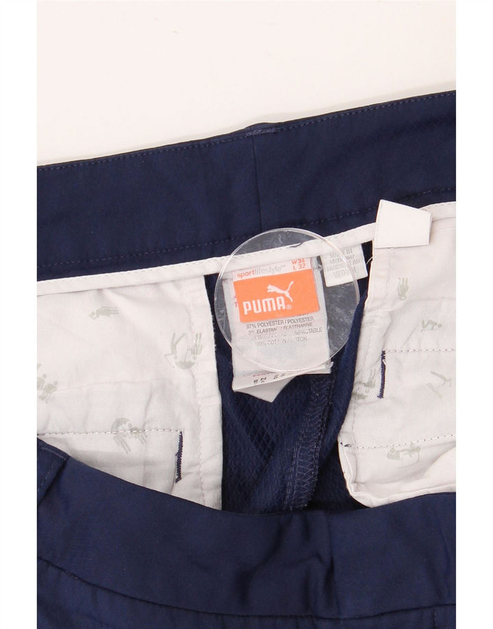 Calças PUMA masculinas Slim Chino W34 L32 azul marinho poliéster