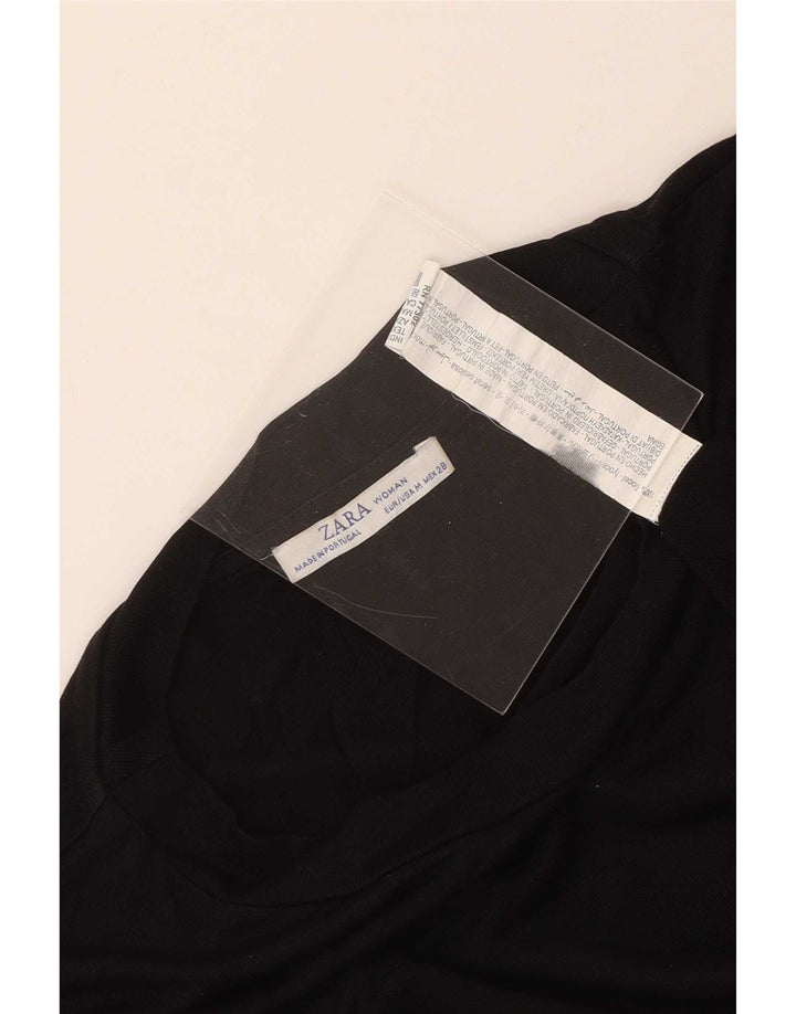 Zara Top feminino oversized manga comprida Reino Unido 14 médio preto Lyocell