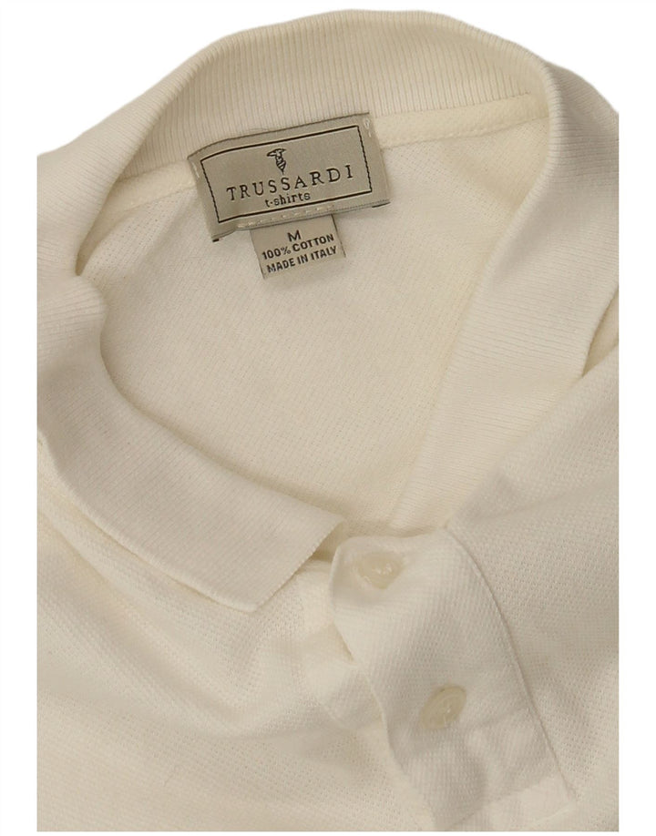 Camisa polo masculina TRUSSARDI de algodão branco médio