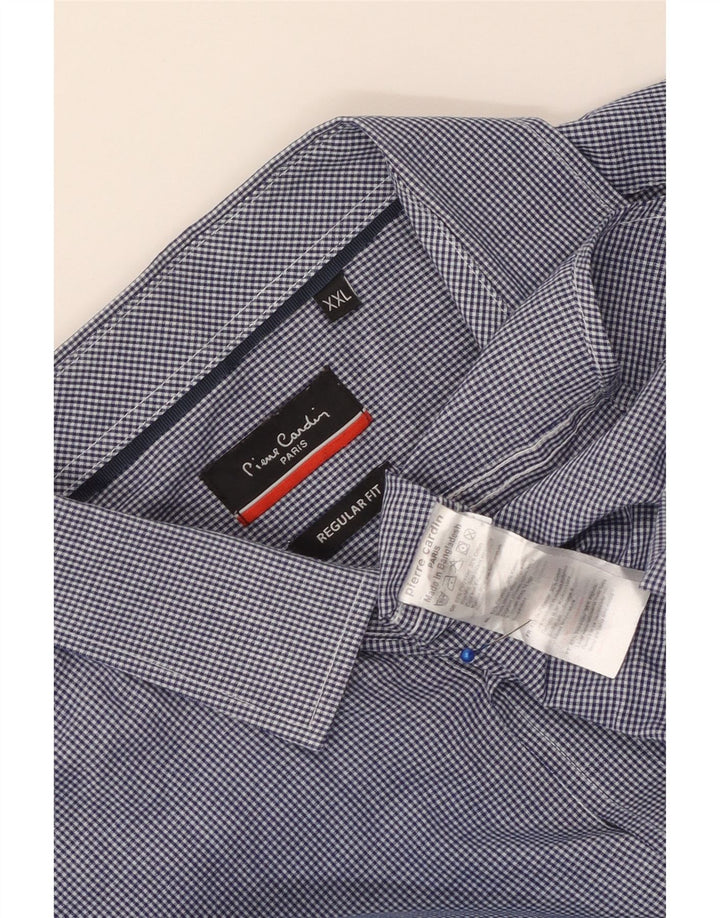 PIERRE CARDIN Camisa masculina de ajuste regular 2XL poliéster azul guingão