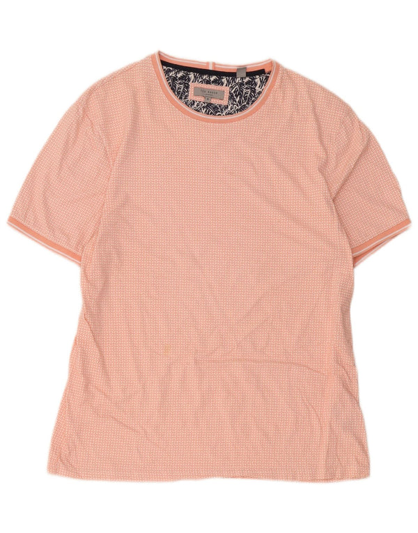 Camiseta masculina Ted Baker tamanho superior 5 XL algodão geométrico rosa