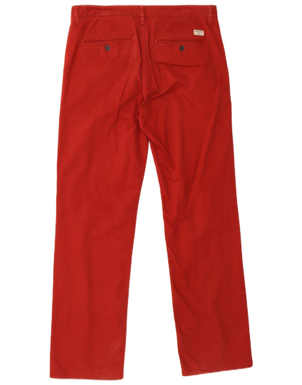 Calças chino retas masculinas Timberland W34 L31 algodão borgonha