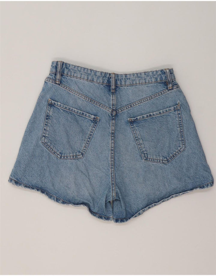 ZARA Shorts jeans feminino desgastado UE 40 médio W30 algodão azul