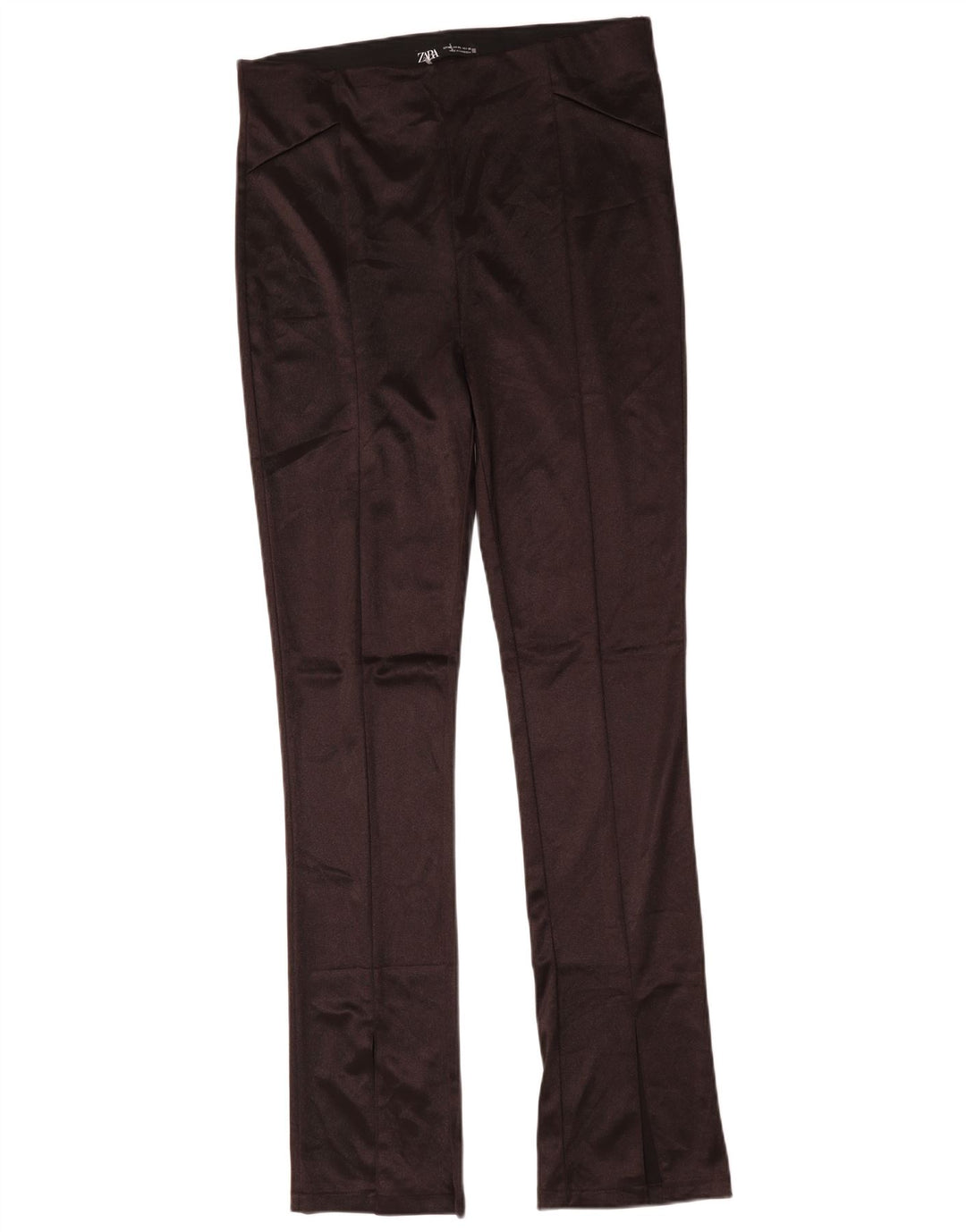 Zara Leggings Flare Mulher UK 18 XL Marrom Poliéster