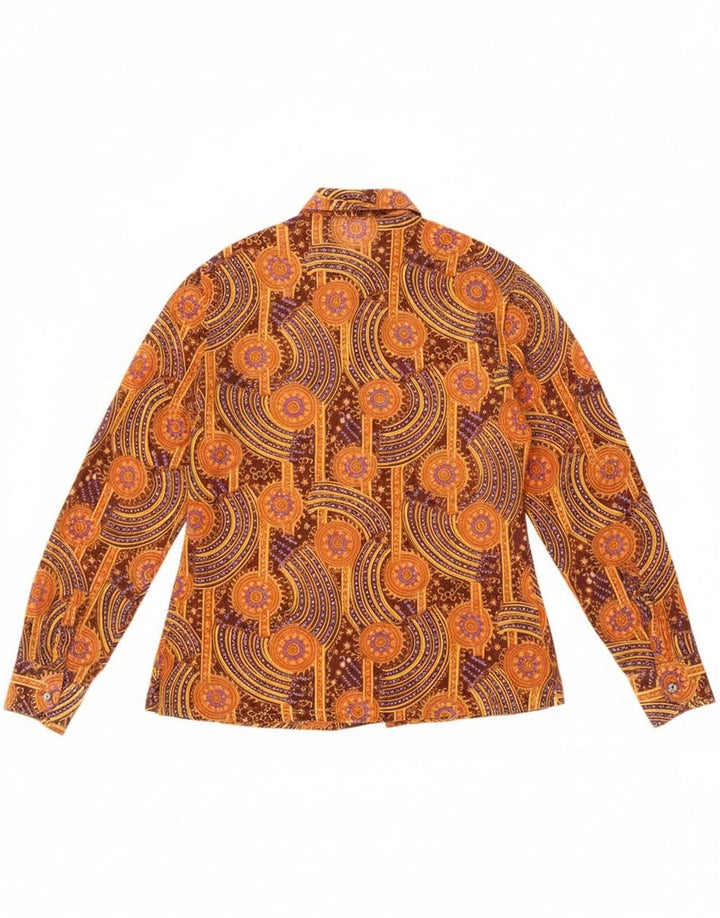 Camisa feminina vintage transparente IT 44 algodão geométrico marrom médio