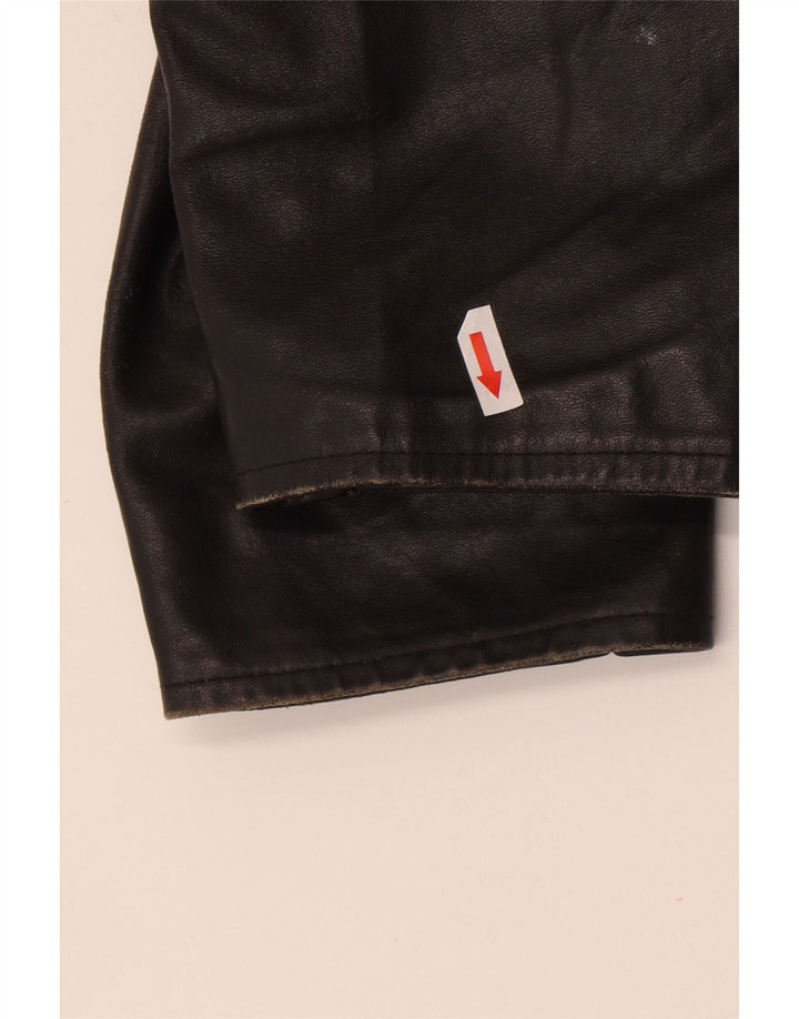 Jaqueta de couro feminina Sasch UK 14 grande couro preto