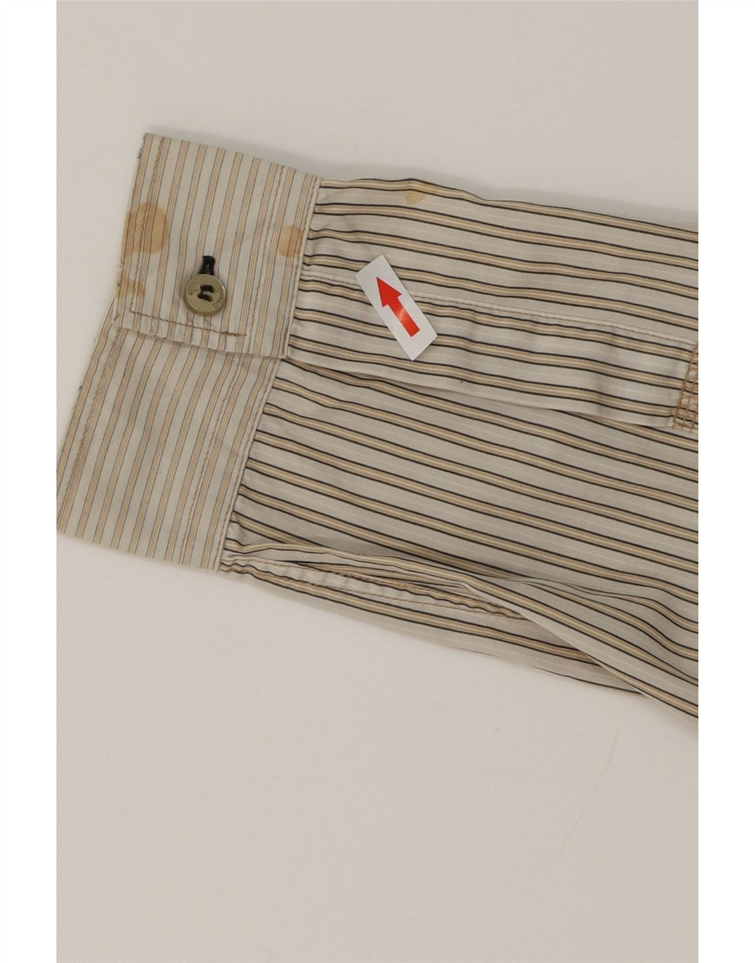 ARMANI JEANS Camisa masculina grande de algodão listrado bege