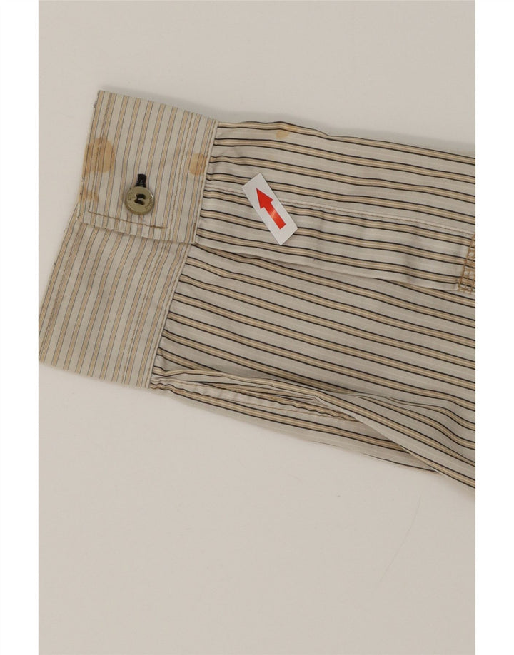 ARMANI JEANS Camisa masculina grande de algodão listrado bege