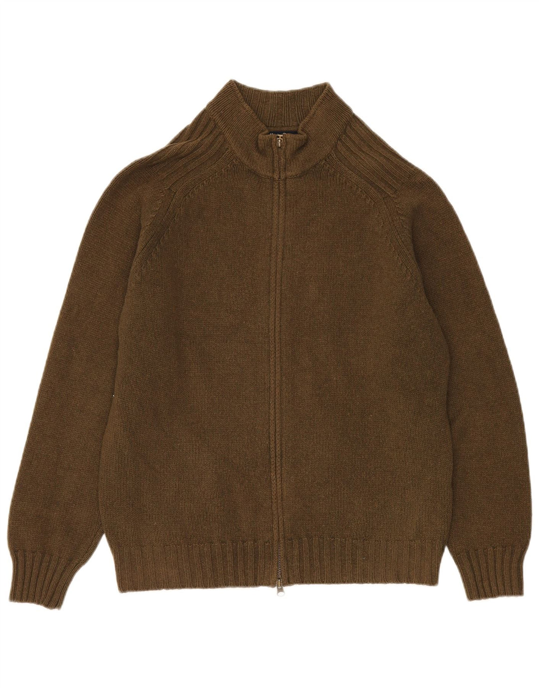 Suéter cardigã masculino MASSIMO DUTTI lã cáqui médio
