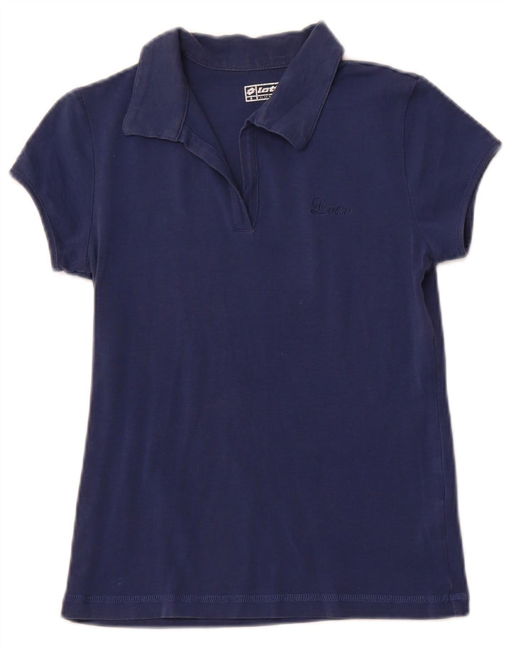 Camisa polo feminina LOTTO 11-12 anos pequena algodão azul marinho