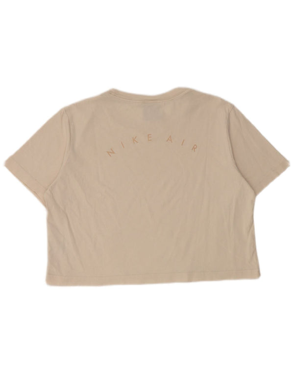 Camiseta feminina Nike Crop Graphic Top UK 14 Algodão Bege Médio