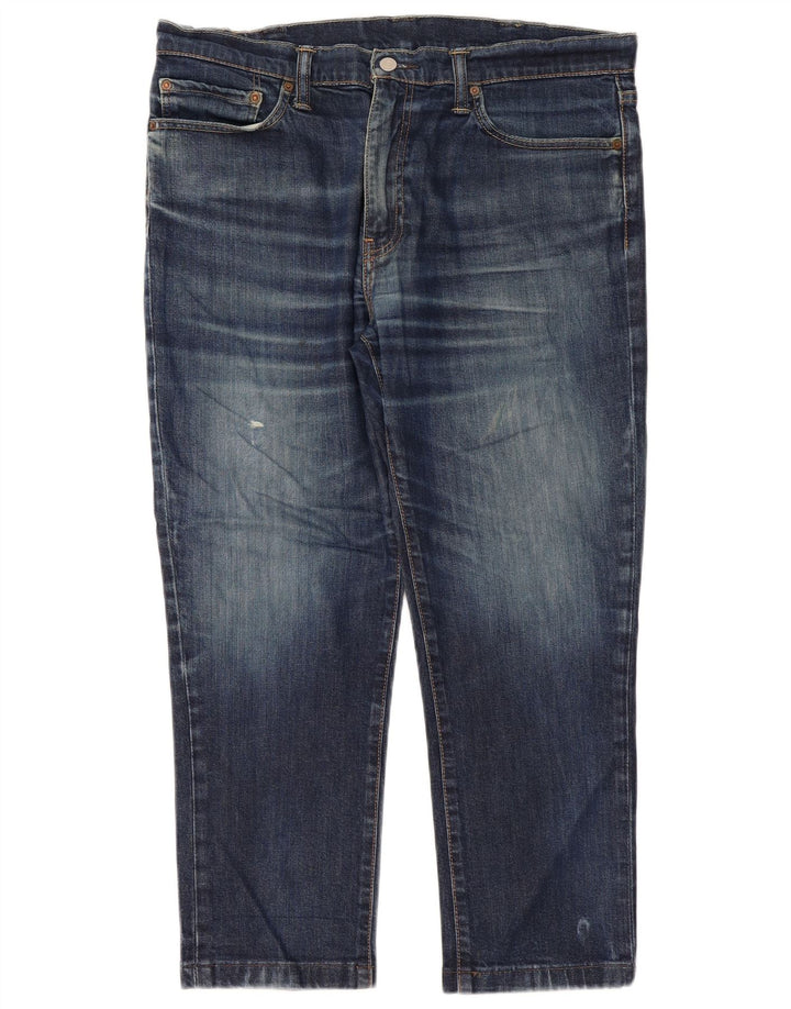 Calça jeans reta feminina LEVI'S desgastada W38 L27 algodão azul marinho