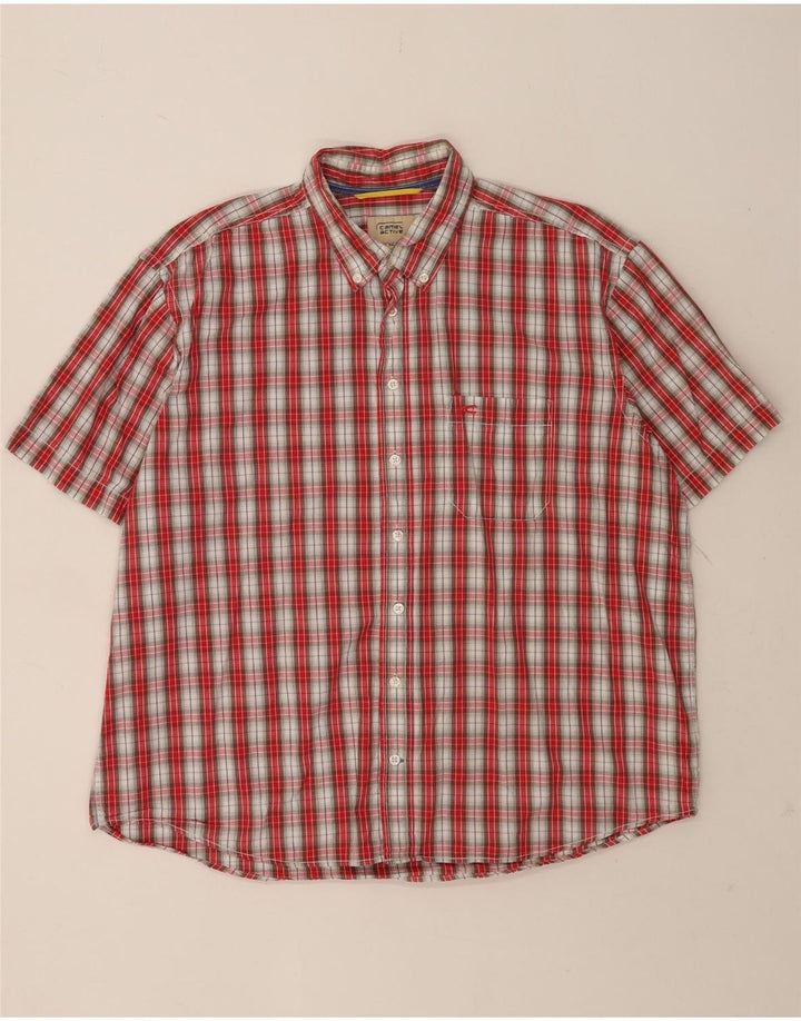 Camisa masculina de manga curta Camel Active 2XL algodão xadrez vermelho